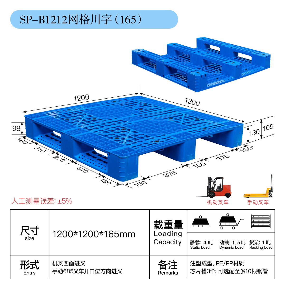 廠家現(xiàn)貨批發(fā) 1212川字塑膠托盤 貨物墊倉(cāng)叉車周轉(zhuǎn)上貨架用卡板